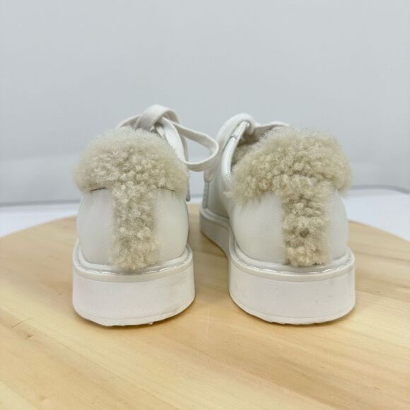 Ralph Lauren Angeline Womens White Leather Sneakers Shearling Trim US 5.5 EUR 36 - Picture 3 of 13